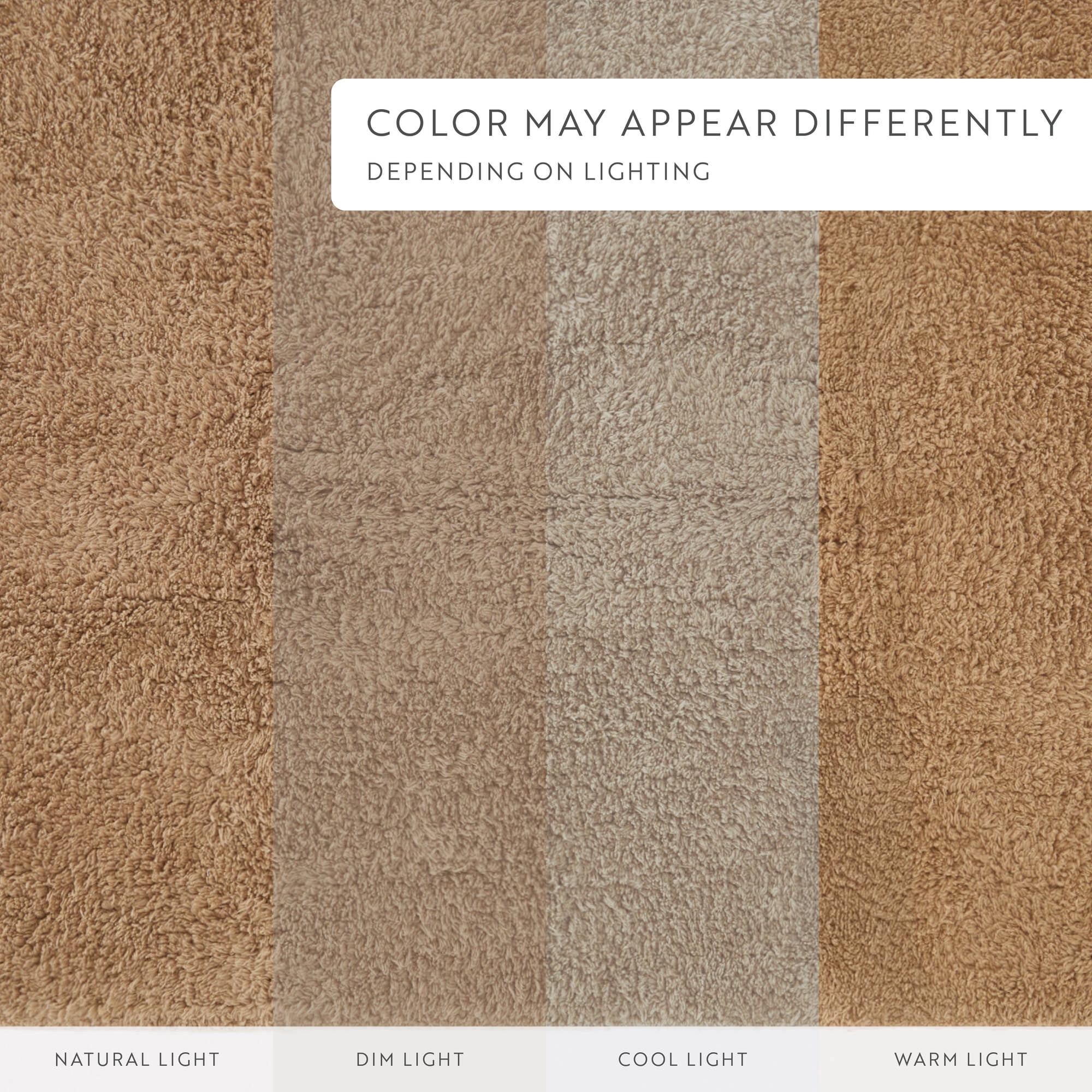 Noble Linens Reversible Dual-Texture Cotton Bath Mat, 24 in x 17 in, Mocha