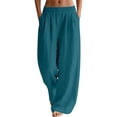 thumbnail image 3 of Women's High Waisted Baggy Cargo Pants Stretchy Wide Leg Hiking 6 Pocket, 3 of 9