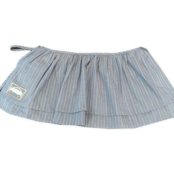 lanema Plaids Print Ruffled Mini Apron Skirt Double Layer Adjustable Waist Tie Skirt