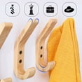 thumbnail image 3 of Ganchos de madera para abrigos, 4 piezas, tipo J, ganchos para toallas de pared, 3 of 6