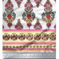 thumbnail image 2 of Soimoi Modal Satin Fabric Stripe,Leaves & Floral Panel Decor Fabric Printed Yard 42 Inch Wide, 2 of 2