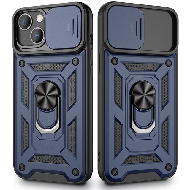 Funda para teléfono móvil VEGO iPhone 13 de 6.1 pulgadas con forma de anillo azul con soporte