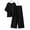 Black, variant on Bzhegqhd Women Summer Loose Casual Solid Color Cotton and Linen 3/4 Sleeved Tops+Pants Outwear Set