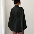 thumbnail image 4 of Stichou Womens Batwing Sleeve Poncho Pea Coats Oversized Belted Trendy Casual Stand Collar Cloak Fashion Coats Black M, 4 of 9