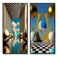 thumbnail image 2 of Designart "Infinity of Golden Spheres II" Modern Abstract Framed Wall Art Set Of 2 - Traditional Yellow Frame Gallery Set For Office Decor, 2 of 6