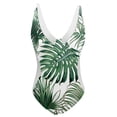 thumbnail image 3 of Cathalem Women Swimsuits Mesh V Neck Monokini Bathing Suits Tummy Control Swimwear,Green L, 3 of 3