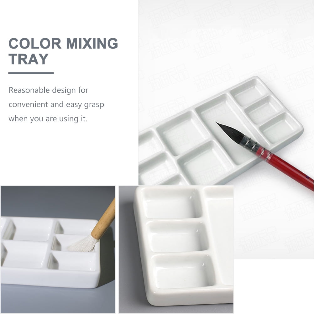 Pyramidti Ceramic Palette Paint Trays Watercolor Palette Pallets Painted Painting Pallet Ceramics White 18.00X8.80X1.50CM