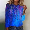 thumbnail image 7 of Plus Size T Shirts Womens Floral Printed Tops Crewneck Graphic Basic Tee Shirts Loose Fit Casual Tshirts (3XL, Blue 03), 7 of 7