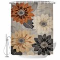 thumbnail image 2 of Burnt Orange Grey Black Flower Waterproof Fabric Shower Curtain,Spring Floral Botanical Waterproof Fabric Shower Curtain for Bathroom Curtains Bathtubs Shower Curtains with 12 Hooks Small 36x78in, 2 of 8