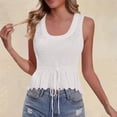 thumbnail image 2 of Tiqkatyck Tank Top for Women's New Vacation Slim Fit Short Square Neck Hollowed Out Solid Color Vest Outside Knit Top Sleeveless Crochet Tunic Tops Summer Tops for Women White XL, 2 of 4