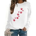 thumbnail image 4 of GUZOM White Womens Cute Paw Print Valentine's Crewneck Sweatshirt - Cozy Loose Casual Pullover for Dog/Cat Lovers & Daily Outings,Size M, 4 of 8