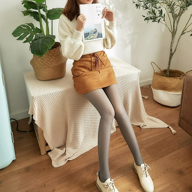 Woman Warm Legging Autumn Winter Thicken Velvet Lined Thermal Pantyhose  Fashion Tights Pants Stockings Sock for Female Gray Type 2