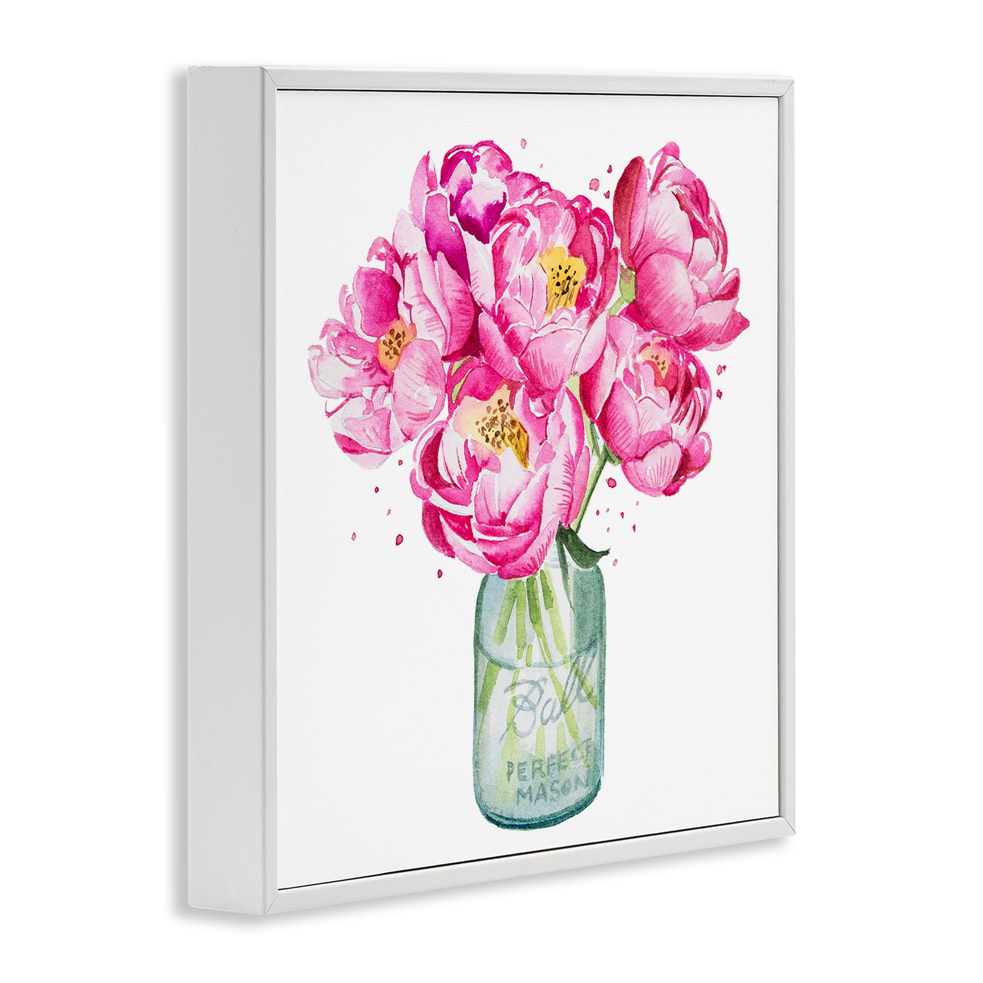 Stupell Industries Pink Peony Jar Botanical & Floral Painting White Framed Art Print Wall Art, 24 x 24