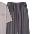 thumbnail image 4 of Bovxnpu Mens Summer 2 Piece Outfits Short Sleeve Shirt Pant Loungewear Short Sleeve Crew Neck Casual Elastic Waist Long Pant Set, 4 of 6