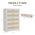 thumbnail image 5 of 5 Drawer Rattan Dresser for Bedroom, 47.24" Tall Dresser with Power Outlets, Wood Dresser Chest of Drawers with Metal Handles for Living Room Closet Hallway Entryway, 5 of 7