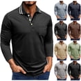 thumbnail image 2 of ZCFZJW Mens Long Sleeve Polo Shirts Lightweight Casual Fall 1/4 Button up Moisture Wicking Golf Shirts with Pocket Coffee L, 2 of 8