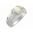 thumbnail image 2 of RYLOS Men's Rings 14K White Gold Ring Classic Designer Style 8X6MM Oval Gemstone & Diamond Ring Opal African Birthstone Rings For Men Size 9, 2 of 6