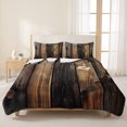 thumbnail image 3 of Full Quilt Set 78''x90'', Black Brown Board Lightweight Summer Bedspread Coverlet Set with 2 Pillow Shams, Vintage Chic Shabby Wooden Grain Breathable All Season Quilt Bedding for Bedroom/Guest Room, 3 of 9