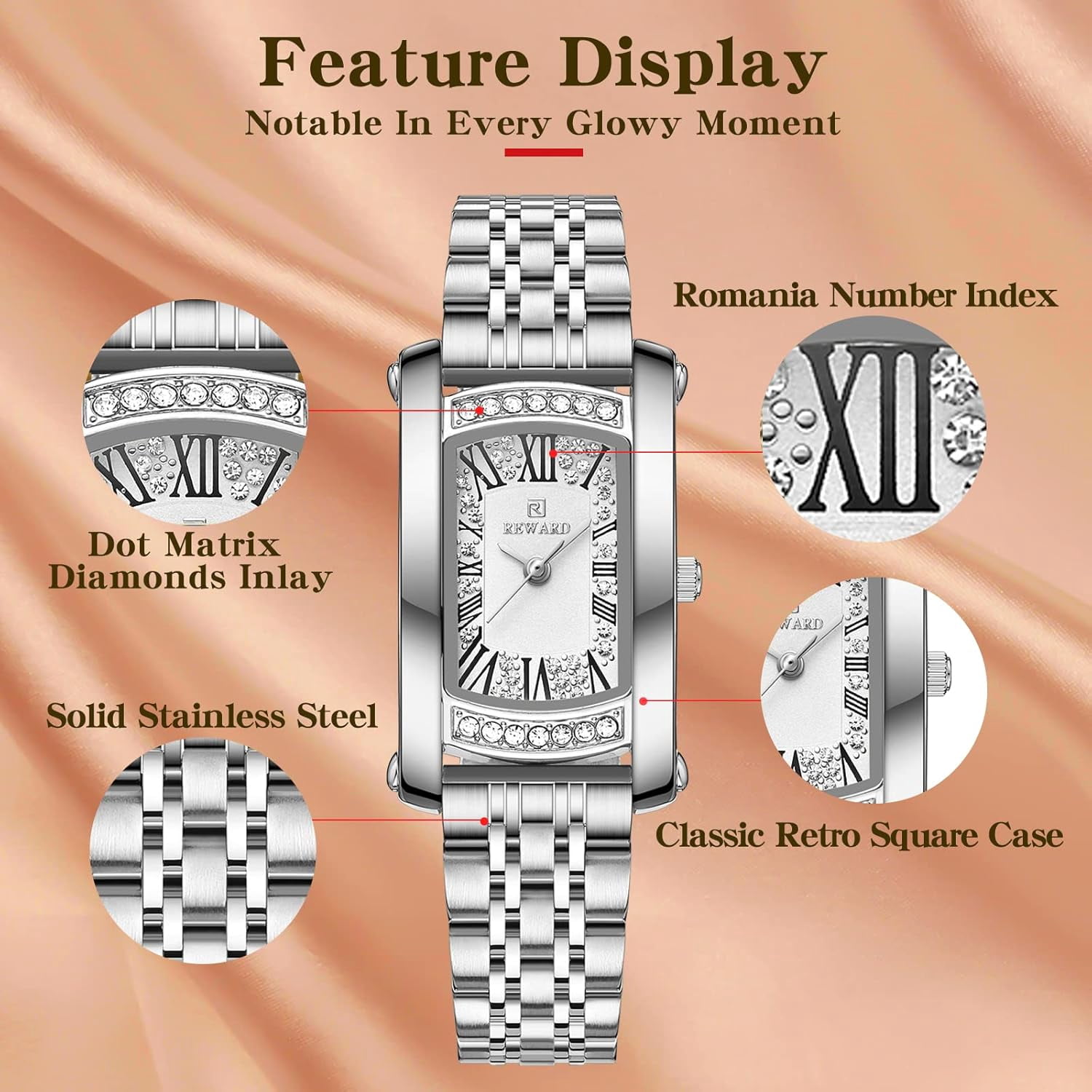 Watches Women with Date Silver Stainless Steel Luxury Ladies Watches with Small Writs Diamond for Women Waterproof Elegant Dress Quartz Analog Women's Wrist Watches Reloj de Mujer