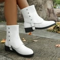 thumbnail image 6 of Fashionable Casual Mid-Calf Boots Solid Color Round Toe Comfortable Low-Heeled Thick-Heeled Stylish Fall Winter Shoes, 6 of 7