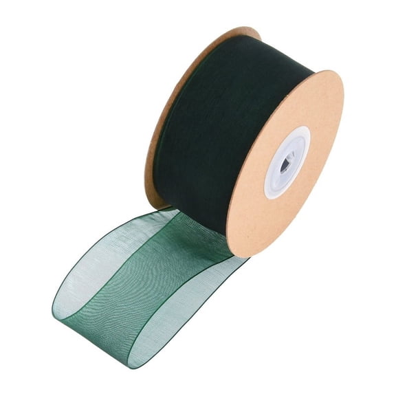 Masteelf Dark Green Chiffon Ribbon for Decor Double Sided Design Ideal for DIY Craft and Wrapping 1 Roll