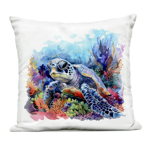 Stupell Industries Sea Turtle Bright Impression Outdoor Printed Pillow design by LSR Design Studio, 18 x 7 x 18