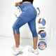 thumbnail image 2 of Pantalones de Cintura Elásticos para Mujeres Casual Caminando con Bolsillos Impresos No Tejido Denim Imitación Denim Hendidura Doblado Cómodo para Salir, 2 of 8