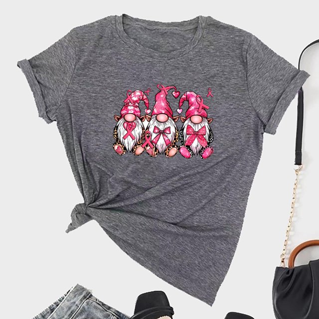 Simua Breast Cancer T-Shirts for Women Pink Ribbon Breast Cancer Awareness T-Shirt Short Sleeve Summer Fall Tee Top