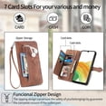 thumbnail image 6 of for Motorola Moto G 2025 / G 2026 / G Paly 2026 6.7 inch Case, Wallet for Women Men, Durable PU Leather Magnetic Flip Lanyard Strap Wristlet Zipper Card Holder Wallet Phone Case,Brown, 6 of 10