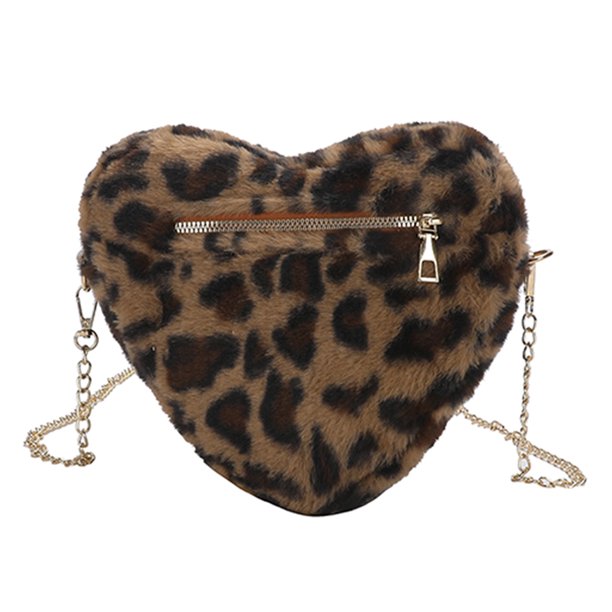 Bolso Hobo Fuzzy con cadena para mujer, bolso de mano con forma de corazón, bolso elegante para chica, bolso de hombro esponjoso