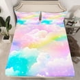 thumbnail image 2 of Feelyou Dreamy Galaxy Cloud Twin Sheet Sets, Rainbow Stars Bedding, 3pcs, 2 of 7