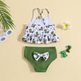 thumbnail image 6 of MEZZALL Kids Summer Resort Toddler Girls Cartoon Printed Bowknot Two Piece Swimwear Hawaiian Swimming Surfing Swimsuit Sets Bikini Holiday Beach Bathing Suit, 6 of 8
