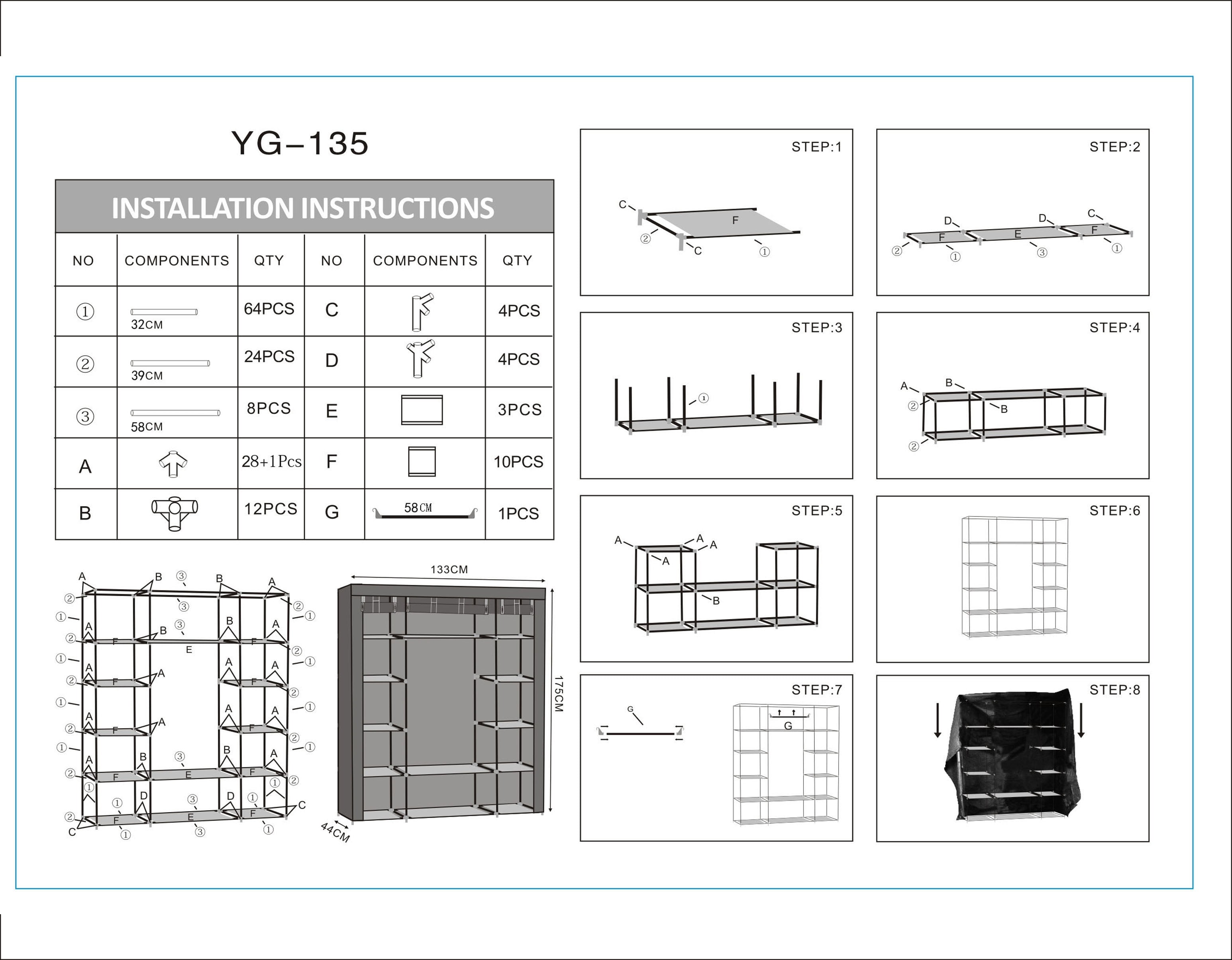 Zimtown Portable Closet Wardrobe with 5 Layers, 12 Grids, 1 Zimtown Portable Closet Wardrobe with 5 Layers, 12 Grids, 1