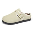 thumbnail image 2 of LuckLilac Women Mule Slipper Lace Trim Suede Flat Shoes for Indoor Outdoor, 2 of 5