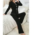 thumbnail image 3 of Winter and Spring Women's V-neck Bowknot Fashion and Sexy Homewear Set in Black, 3 of 7
