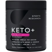 Sports Research® Keto Plus Fruit Punch BHB Exogenous Ketones Electrolyte Powder Hydration (30 Servings)
