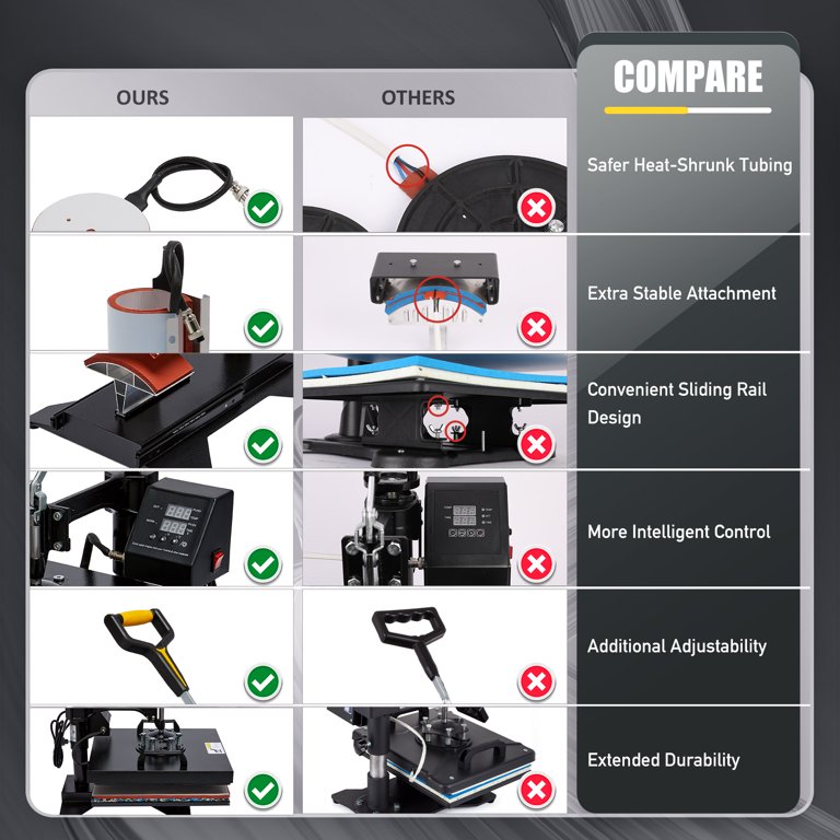 BENTISM 2 in 1 15 X 15 Heat Press 360 Degree Swivel Heat Press Machine 