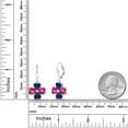 thumbnail image 2 of Gem Stone King 925 Sterling Silver Pink Created Sapphire and Blue Created Sapphire Dangle Earrings for Women (6.42 Cttw, Gemstone September Birthstone, Heart Shape 6MM), 2 of 3