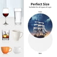 thumbnail image 6 of Honeii Moonlit Night Sea Sailboat print Leather Coaster Set of 4, ideal for safeguarding your furniture from drinks spills and effortless cleanup-Round Shape, 6 of 6