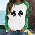 thumbnail image 2 of BLVB St Patricks Day Sweatshirt Women Long Sleeve Shamrock St. Patricks Shirts Tees Crewneck Raglan Vacation Tops, 2 of 4