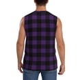 thumbnail image 4 of Haiem Men's Purple Black Plaid Print Tank Tops Summer Sleeveless Cut Off Workout T-Shirts Fitness Vest Athletic Undershirts-X-Large, 4 of 8