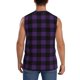 thumbnail image 4 of Fotbe Purple Black Plaid Men's Camiseta sin Mangas Estampada para Hombres, Playera Casual para Gimnasio, Entrenamiento, Playa-Small, 4 of 7