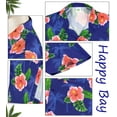 thumbnail image 4 of LA LEELA Men's Hawaiian Shirts Short Sleeve Button Down Shirt Floral Shirt Men Boho Holiday Casual Summer Beach Shirts for Men Funny L Only Hibiscus, Blue, 4 of 4