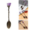 thumbnail image 2 of Dusknt Natural Amethyst Tooth Flower Spoon Ice Cream Dessert Spoon Creative Carved Long Handle Stirring Soup Spoon Yellow, Tableware,, 2 of 5