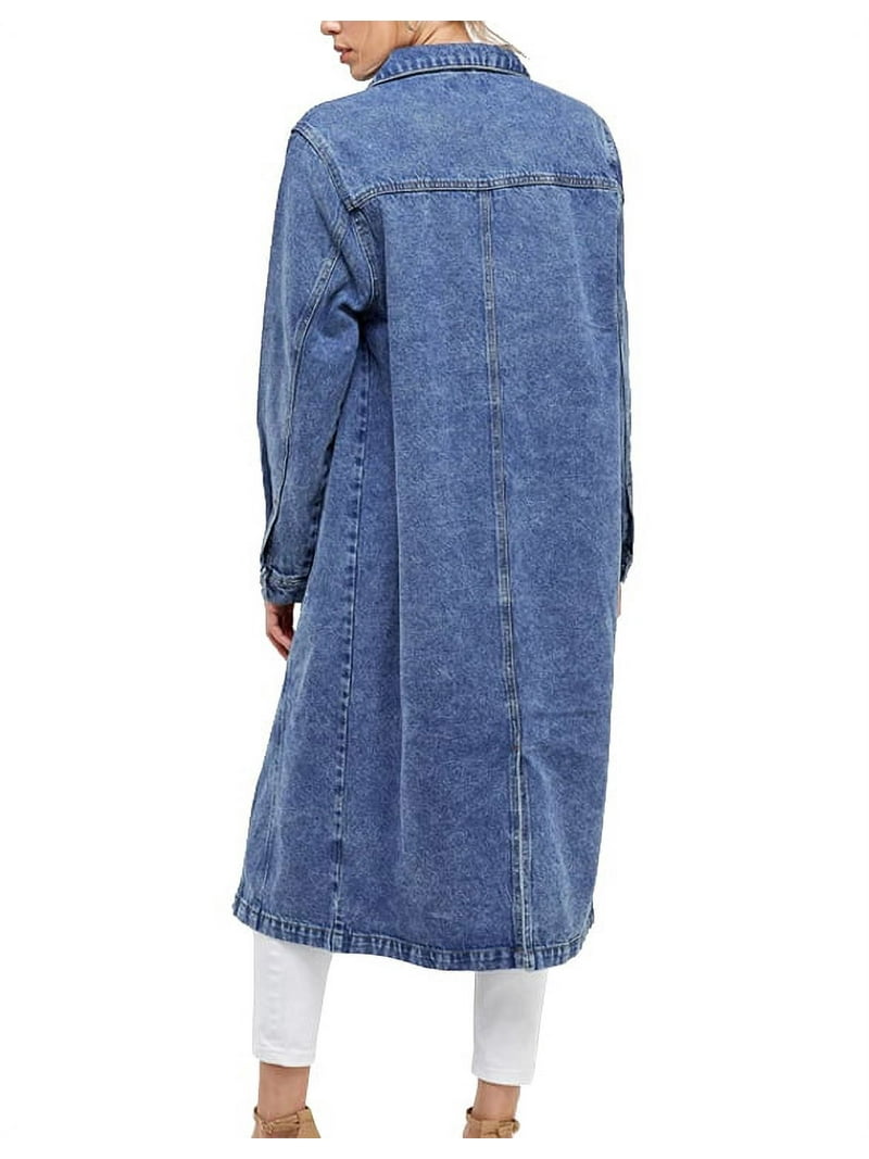 Women's Long Casual Maxi Length Denim Cotton Coat Oversize