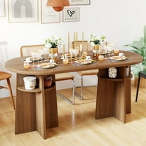 63" Oval Dining Table for 6 People Modern Dining Room Table with Legs Wooden Kitchen Dinner for Home Living Room Office