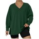 thumbnail image 2 of Camiseta sin mangas para mujer,Suéter de cuello en V de talla grande, top liso de manga larga con abertura en el dobladillo, poliéster, para uso diario y en casa, sopatenor, 2 of 8