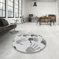 thumbnail image 4 of Ahgly Company Tapis Rond Lavable en Machine Intérieur Transitionnel Gris, 5 Pieds Rond, 4 of 7