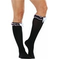 thumbnail image 4 of ToBeInStyle Women's Flirty Knee High Fashion Socks w/ Ruffled Top - Black & Pink, 4 of 7