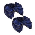 thumbnail image 3 of EeaseCA 2Pcs Bowknot Hair Snoods Golden Tuck Net Headdress Occupational Hair Bun Net for Class Work Daily (Blue), 3 of 7
